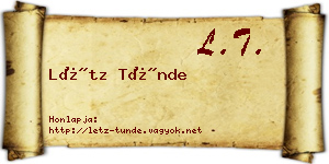 Létz Tünde névjegykártya